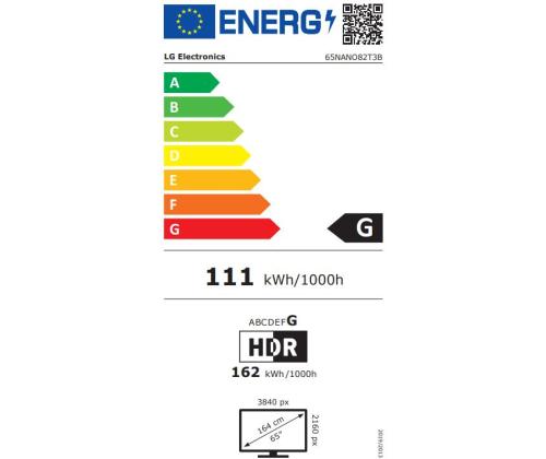TV-sarja LG 65" 4K/Smart 3840x2160 langaton LAN Bluetooth webOS 65NANO82T3B