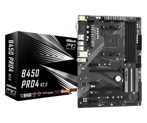 Emolevy ASROCK AMD B450 SAM4 ATX 4xPCI-Express 2.0 1x 2xPCI-Express 3.0 16x 2xM.2 Muisti DDR4...