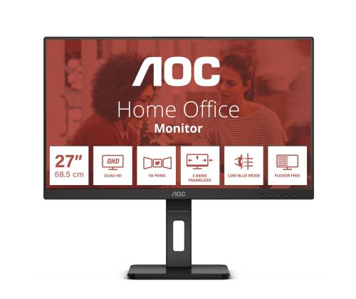 LCD-monitori AOC 27 " 2560 x 1440 pikseliä Quad HD Native kuvasuhde 16:9 Flat Q27E3UMF