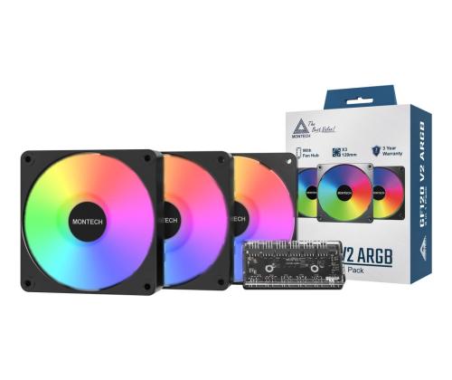 KOTELOTUULETIN 120MM GF120 V2/ARGB PWM 3I1(B) MONTECH