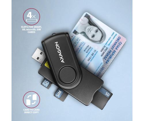 KORTINLUKIJA USB-C+USB2.0 4SLOT/SMARTCARD CRE-SMP2A AXAGON