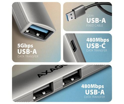 I/O-KESKITIN USB3.2 4PORT/0.12M HUE-STA AXAGON