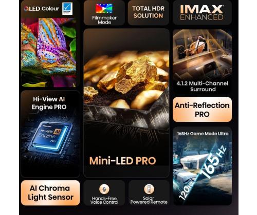 TV-sarja HISENSE 100 " 4K Ultra HD 3840 x 2160 pikseliä Flat 16:9 ULED 100U8Q 100U8Q