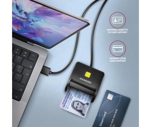 KORTINLUKIJA LITTEÄ SMARTCARD 4SL/USB2.0 1.3M CRE-SM3SD AXAGON