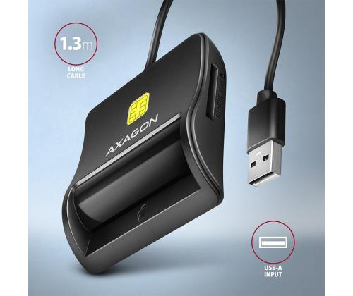 KORTINLUKIJA LITTEÄ SMARTCARD 4SL/USB2.0 1.3M CRE-SM3SD AXAGON
