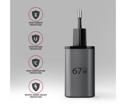 MOBIILI LATURI SEINÄ USB 67W/GAN 2PORT ACU-PQ67 AXAGON