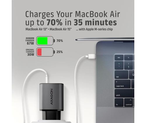 MOBIILI LATURI SEINÄ USB 67W/GAN 2PORT ACU-PQ67 AXAGON