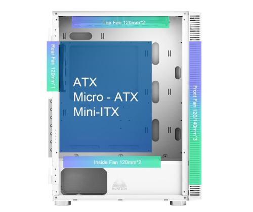 Kotelo MONTECH X3 Glass MidiTower Case tuotteen ominaisuudet Läpinäkyvä paneeli Ei sisälly ATX MicroATX..