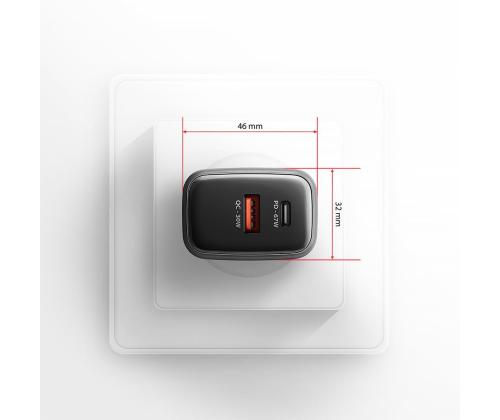 MOBIILI LATURI SEINÄ USB 67W/GAN 2PORT ACU-PQ67 AXAGON