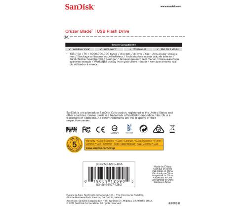 MUISTITIKKU FLASH USB2 128GB/SDCZ50-128G-B35 SANDISK