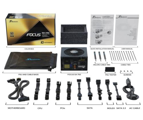 Virtalähde SEASONIC FOCUS GX ATX 3.0 750 wattia Tehokkuus 80 PLUS GOLD MTBF 100000 tuntia FOCUS-GX..