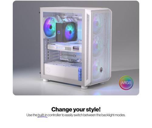 Kotelo ENDORFY ATX/micro ATX/Mini-ITX Valkoinen Midi Tower PC EY2A018