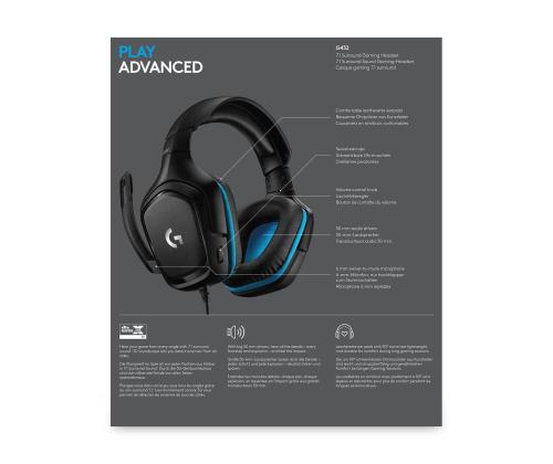 KUULOKKEET PELIKUULOKKEET G432/MUSTA 981-000770 LOGITECH