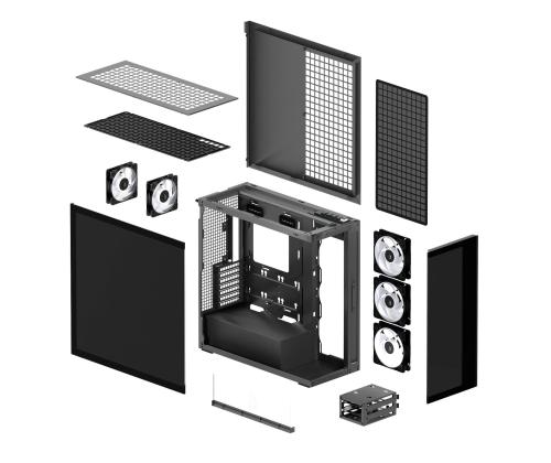 Kotelo ARCTIC Xtender (Mirror Black) MidiTower Case tuotteen ominaisuudet Läpinäkyvä paneeli Ei sisälly...