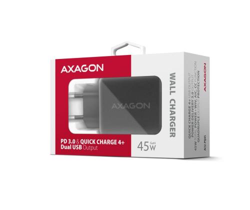 MOBIILI LATURI SEINÄ USB 45W/GAN 2PORT ACU-PQ45 AXAGON