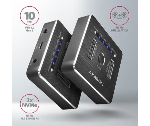 SSD ACC TELAKOINTIASEMA USB-C/2XM.2 NVME ADSA-M2C AXAGON