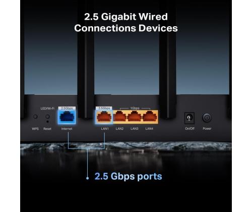 Langaton reititin TP-LINK Wireless Router 6500 Mbps Wi-Fi 7 3x10/100/1000M 1x2.5GbE LAN \ WAN-portit...
