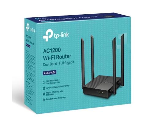 Langaton reititin TP-LINK Wireless Router 1200 Mbps 1 WAN 4x10/100/1000M ARCHERA64