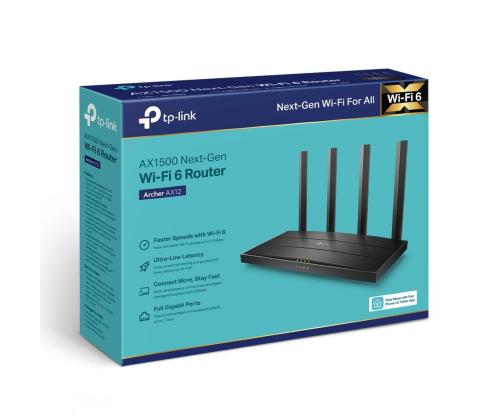 Langaton reititin TP-LINK Langaton reititin 1500 Mbps Wi-Fi 6 1 WAN 3x10/100/1000M Antennien määrä...