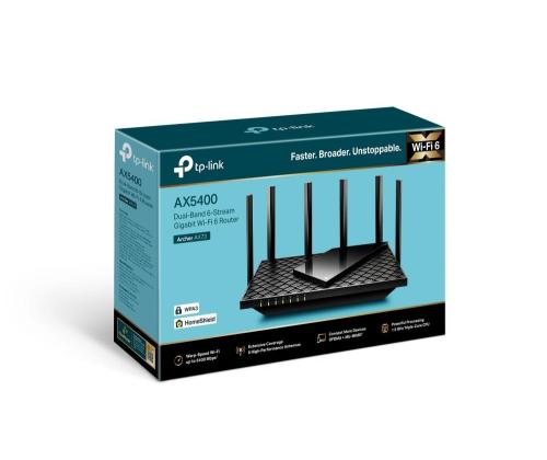 Langaton reititin TP-LINK 5400 Mbps Wi-Fi 6 USB 3.0 1 WAN 4x10/100/1000M Antennien määrä 6...