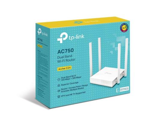 Langaton reititin TP-LINK 750 Mbps 1 WAN 4x10/100M Antennien määrä 4 ARCHERC24