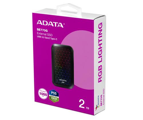 Ulkoinen SSD ADATA SE770G 2TB USB-C USB 3.2 Kirjoitusnopeus 800 Mt/s Lukunopeus 1000 Mt/s...