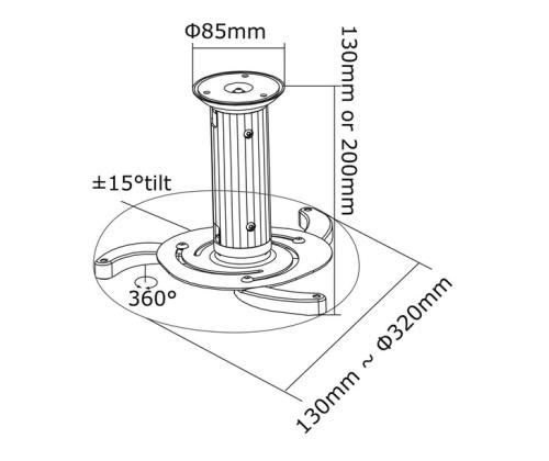PROJEKTORIN KATTOKIINNIKE/BEAMER-C80WHITE NEOMOUNTS