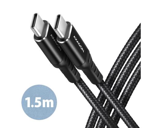 KAAPELI USB-C USB-C 1.5M 60W/HQ MUSTA BUCM-CM15AB AXAGON