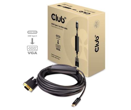 KAAPELI USB-C JA VGA 5M/M/M CAC-1512 CLUB3D