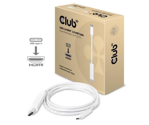 KAAPELI USB-C JA HDMI 1.8M/M/M CAC-1514 CLUB3D