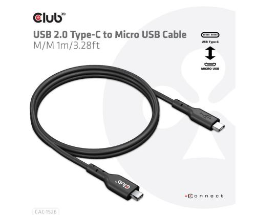 KAAPELI USB MICRO USB 1M/M/M CAC-1526 CLUB3D