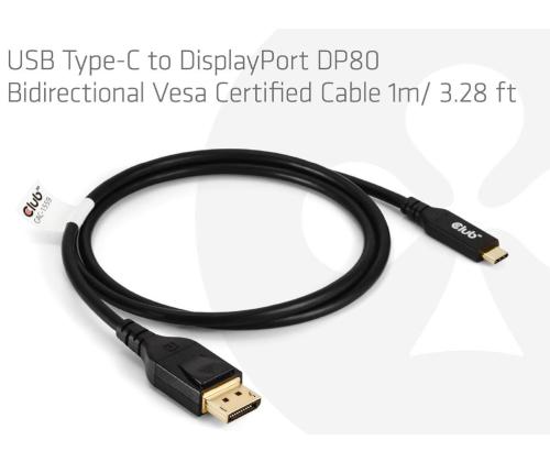 KAAPELI USB-C JA DP 1M/M/M CAC-1559 CLUB3D