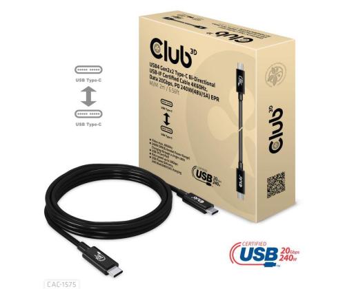 KAAPELI USB-C USB-C 2M/M/M CAC-1575 CLUB3D