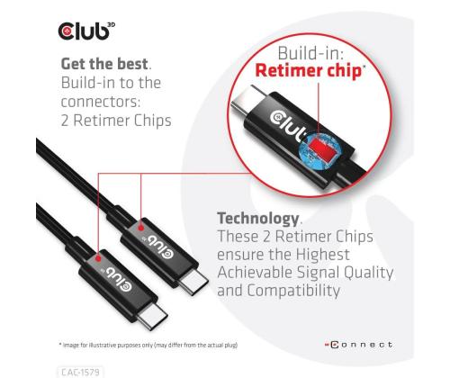 KAAPELI USB-C 3M/M/M CAC-1579 CLUB3D