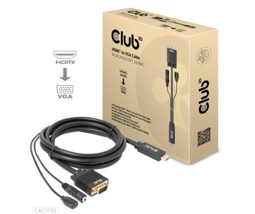 KAAPELI HDMI VGA 2M/M/M CAC-1712 CLUB3D