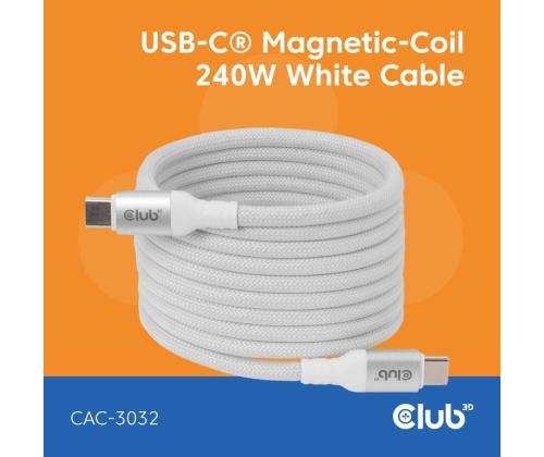KAAPELI USB-C USB-C 2M/MAGNEETTINEN VALKOINEN CAC-3032 CLUB3D
