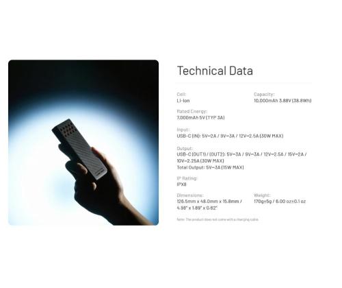 VIRTAPANKKI 10000MAH/CARBO 10000 G2 SININEN NITECORE