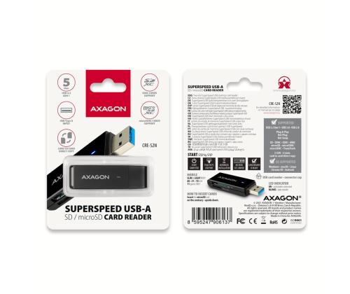 KORTINLUKIJA USB3.2/SD/MICROSD CRE-S2N AXAGON