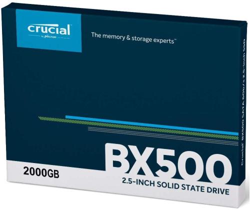 SSD CRUCIAL BX500 2TB SATA 3.0 Kirjoitusnopeus 500 Mt/s Lukunopeus 540 Mt/s 2,5" TBW 720...