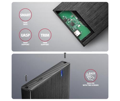 Kiintolevyn ACC-kotelo 2.5&amp;quot;/USB3.2 EE25-XA6C AXAGON
