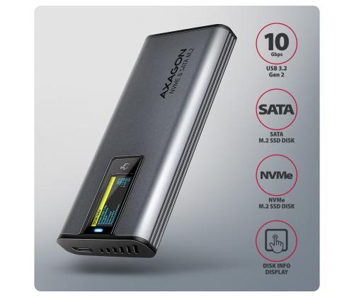 SSD ACC KOTELO M.2 NVME/SATA USB3.2 EEM2-SD2 AXAGON