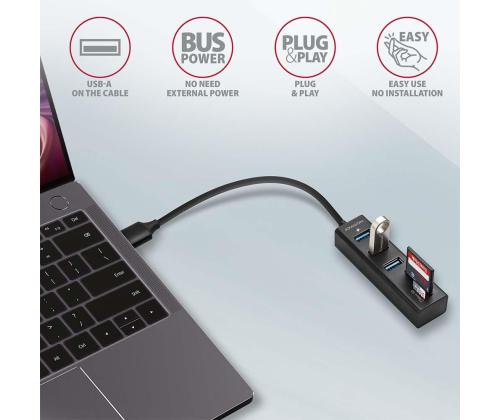 I/O HUB USB3.2 3P SD/MICROSD/0.2M HMA-CR3A AXAGON