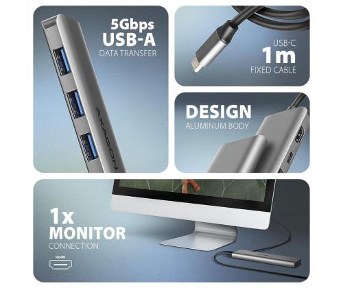 I/O-KESKITIN USB-C 5IN1/1M HMC-5H AXAGON