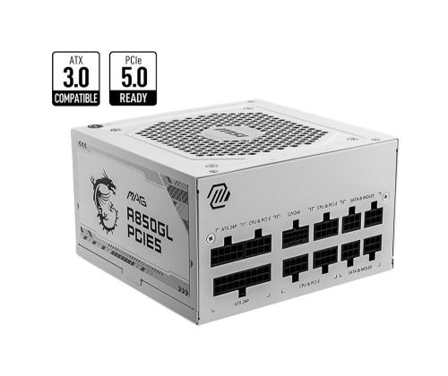 Virtalähde MSI 850 wattia Tehokkuus 80 PLUS GOLD PFC Active MAGA850GLPCIE5WHITE