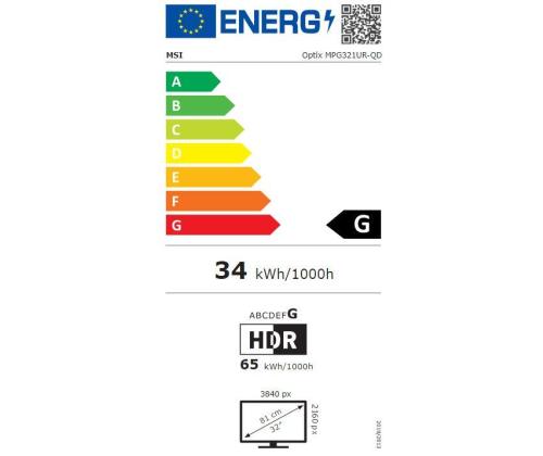 Näyttö MSI 31.5&amp;quot; Gaming/4K-paneeli QD-OLED 3840x2160 16:9 Matta 0,03 ms Swivel Pivot Height...