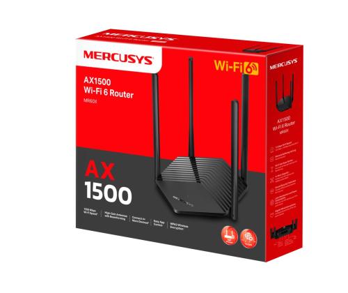 Langaton reititin MERCUSYS 1500 Mbps Wi-Fi 6 IEEE 802.11a/b/g IEEE 802.11n IEEE 802.11ac IEEE 802...