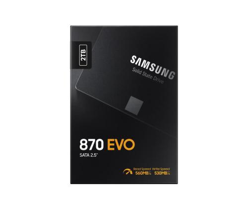 SSD Samsung 870 EVO 2TB SATA SATA 3.0 MLC kirjoitusnopeus 530 Mt/s Lukunopeus 560 Mt/s