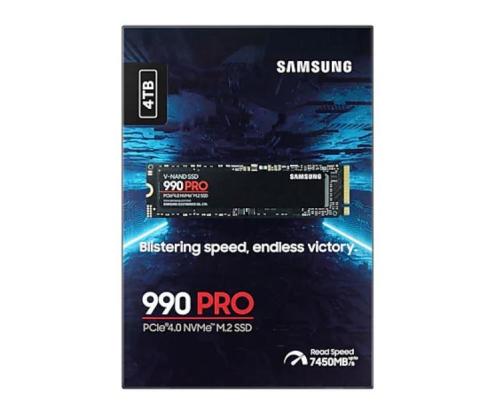 SSD SAMSUNG 990 PRO 4TB M.2 PCIe Gen4 NVMe TLC Kirjoitusnopeus 6900 Mt/s Lukunopeus 7450 Mt...