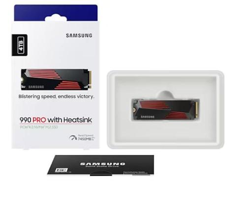 SSD SAMSUNG 990 PRO jäähdytyslevyllä 4 Tt M.2 PCIe Gen4 NVMe TLC Kirjoitusnopeus 6900 Mt/s Lue...