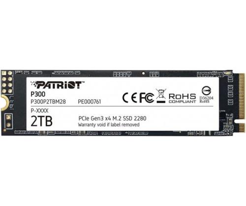 SSD PATRIOT P300 2TB M.2 PCIE NVMe QLC Kirjoitusnopeus 1650 Mt/s Lukunopeus 2100 Mt/s 3...